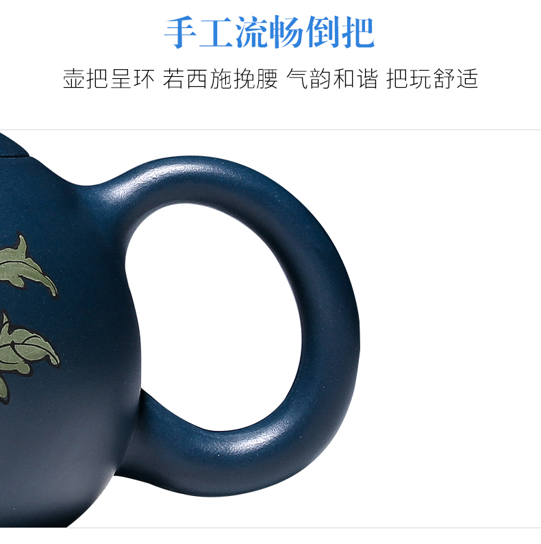 純手工紫砂壺，小巧琺瑯印花紫砂壺
